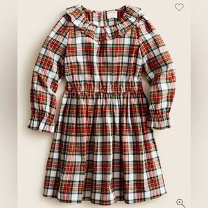 Crewcuts Girls' ruffle-trim dress in snowy Stewart tartan - NWT
